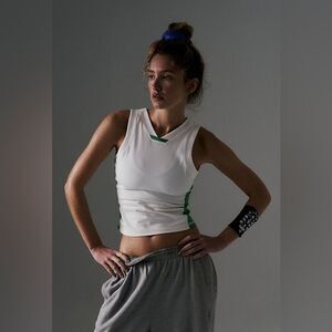 NWOT Free People Movement Powerwalk Tank | XS | White + Green